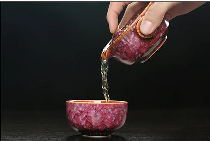 Skorter | Ceramic Gaiwan Set kuai ke Tea Set Camping Kung Fu Tea Set 1 Teapot 1 Cup Travel Teapot Coffee Cup Water Mug Office Kettle Drinking Utensils