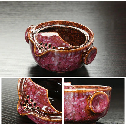 Skorter | Ceramic Gaiwan Set kuai ke Tea Set Camping Kung Fu Tea Set 1 Teapot 1 Cup Travel Teapot Coffee Cup Water Mug Office Kettle Drinking Utensils