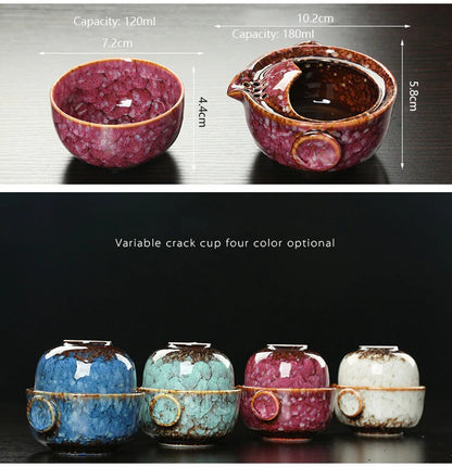 Skorter | Ceramic Gaiwan Set kuai ke Tea Set Camping Kung Fu Tea Set 1 Teapot 1 Cup Travel Teapot Coffee Cup Water Mug Office Kettle Drinking Utensils