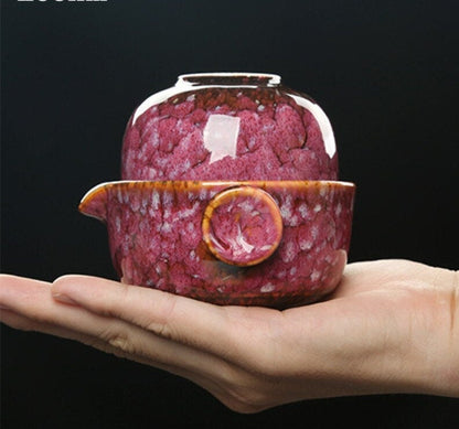 Skorter | Ceramic Gaiwan Set kuai ke Tea Set Camping Kung Fu Tea Set 1 Teapot 1 Cup Travel Teapot Coffee Cup Water Mug Office Kettle Drinking Utensils