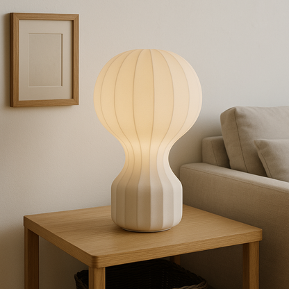 Skorter | Silka | Wabi Sabi Silk Table Lamp – Warm LED Light