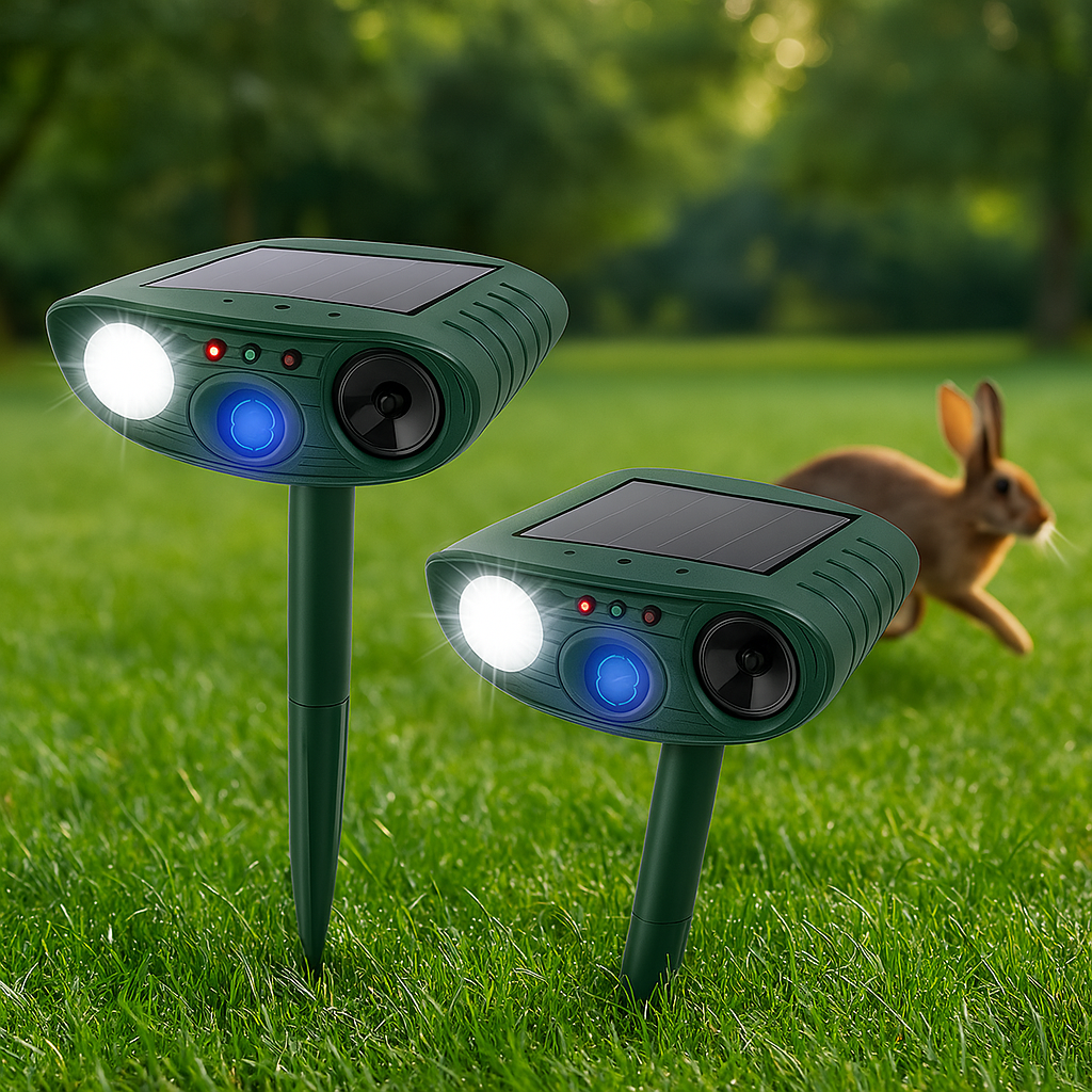 Skorter | Solar Powered Ultrasonic Rabbit Repeller with Flashing Light – Effective Pest Control for Gardens and Yards