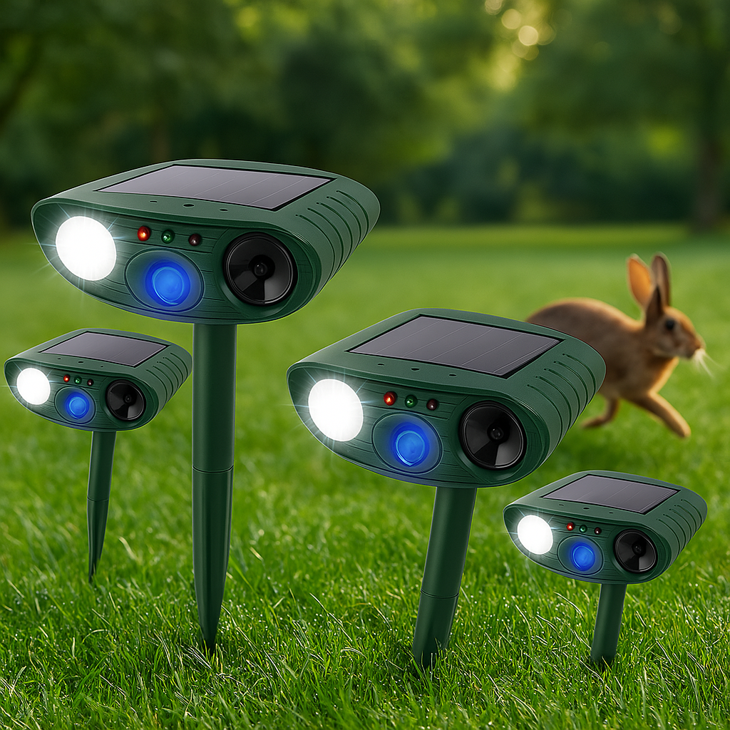 Skorter | Solar Powered Ultrasonic Rabbit Repeller with Flashing Light – Effective Pest Control for Gardens and Yards