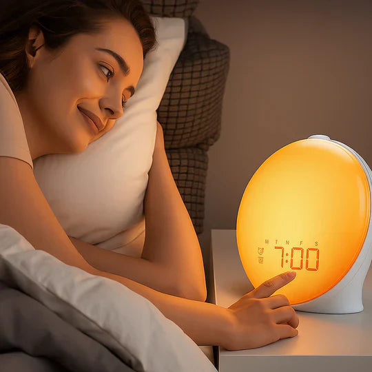 Skorter | Wake-Up Sun Lamp Alarm Clock | Gradual Sunrise Glow & Customizable Sounds for Gentle Mornings