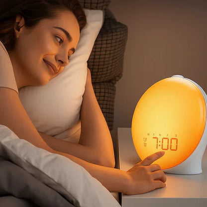 Skorter | Wake-Up Sun Lamp Alarm Clock | Gradual Sunrise Glow & Customizable Sounds for Gentle Mornings