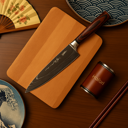 Skorter | Damascus Steel Chef's Knife | 20 cm Blade, Ergonomic Resin Handle & Ideal for Home Cooking