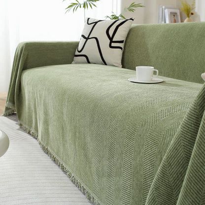 Skorter | Chenille Blanket Herringbone Tassel Couch Cover