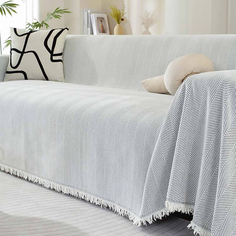 Skorter | Chenille Blanket Herringbone Tassel Couch Cover