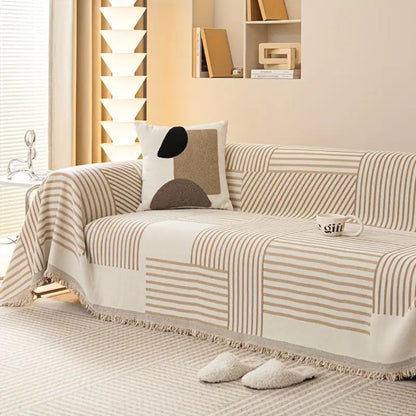 Skorter | Chenille Striped Tassel Sofa Cover