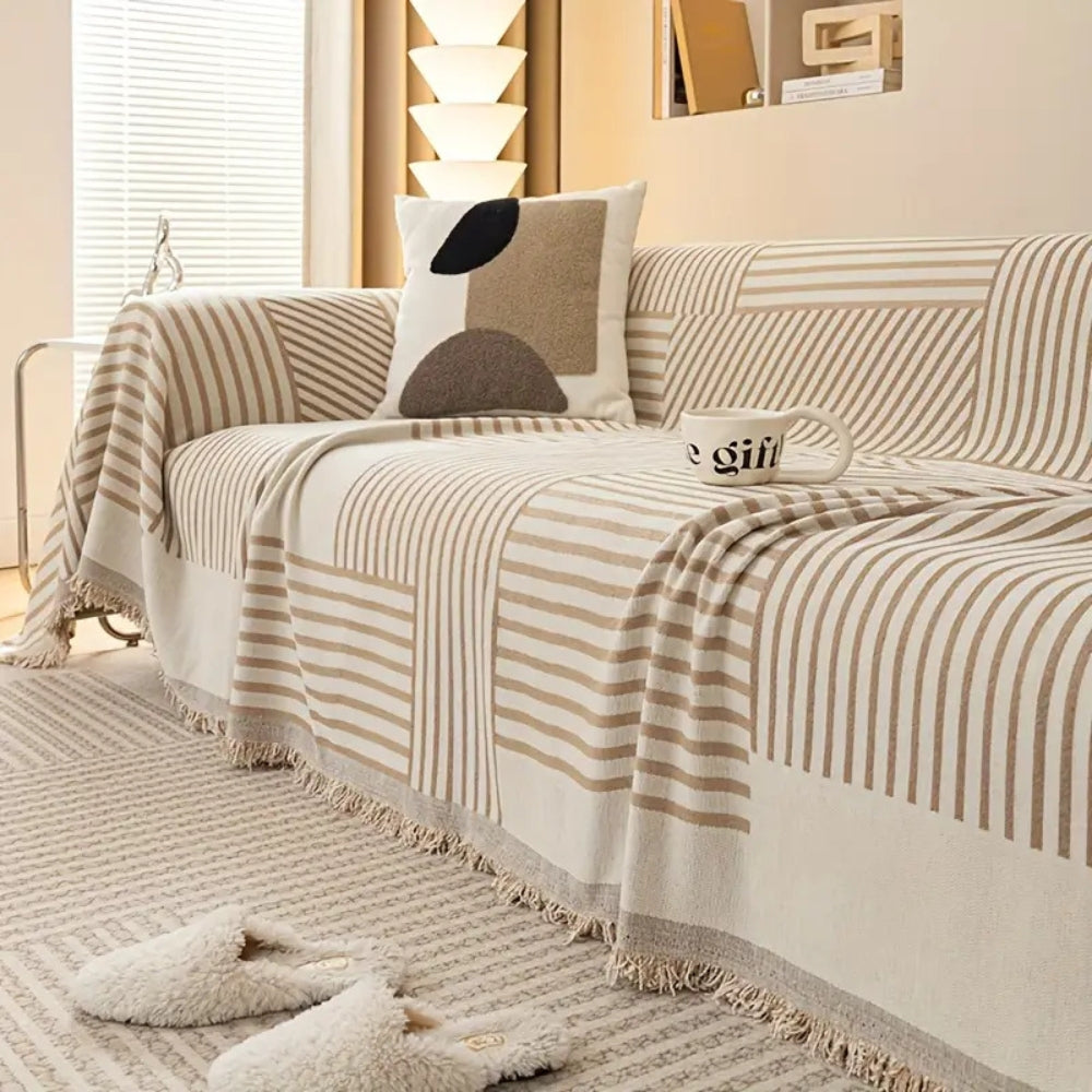 Skorter | Chenille Striped Tassel Sofa Cover
