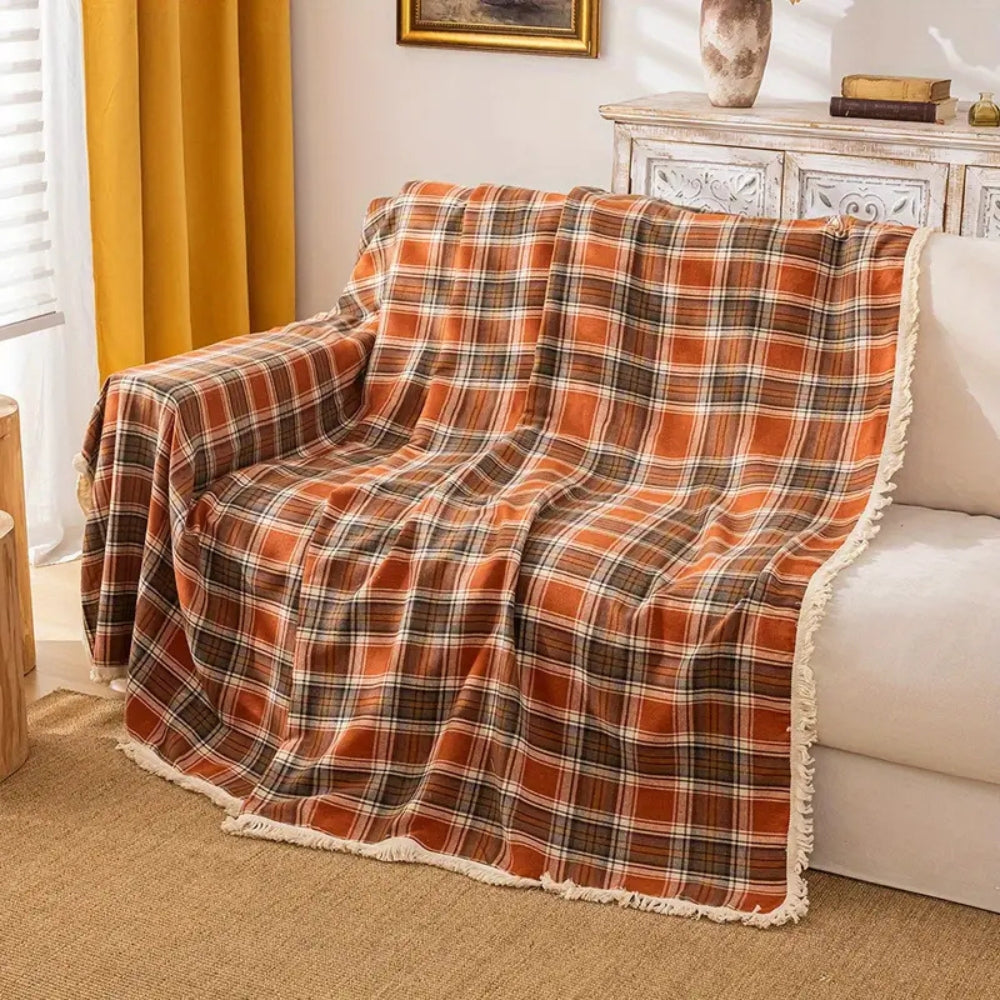 Skorter | Autumn Chestnut Plaid Sofa Cover