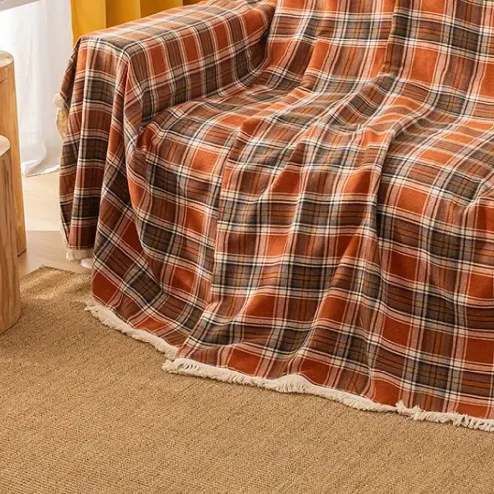 Skorter | Autumn Chestnut Plaid Sofa Cover