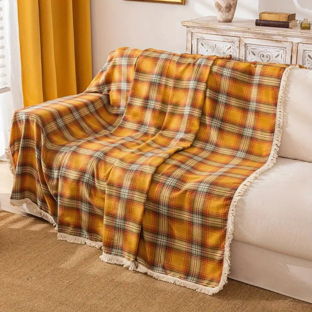 Skorter | Autumn Chestnut Plaid Sofa Cover