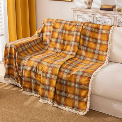 Skorter | Autumn Chestnut Plaid Sofa Cover
