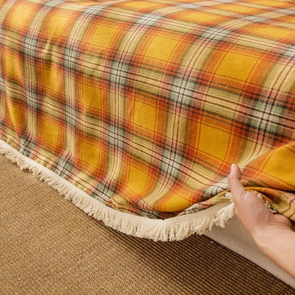 Skorter | Autumn Chestnut Plaid Sofa Cover