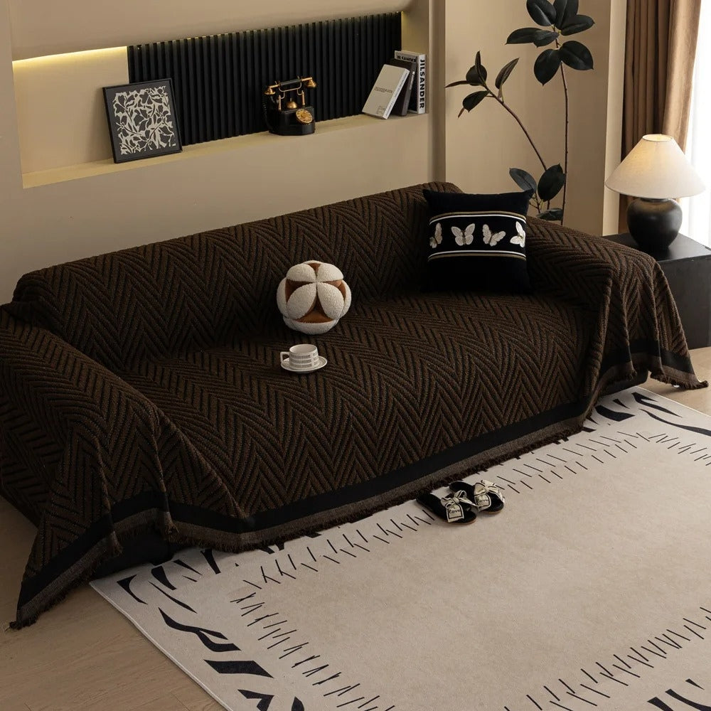 Skorter | Chevron Herringbone Tassel Sofa Cover