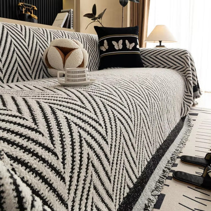 Skorter | Chevron Herringbone Tassel Sofa Cover