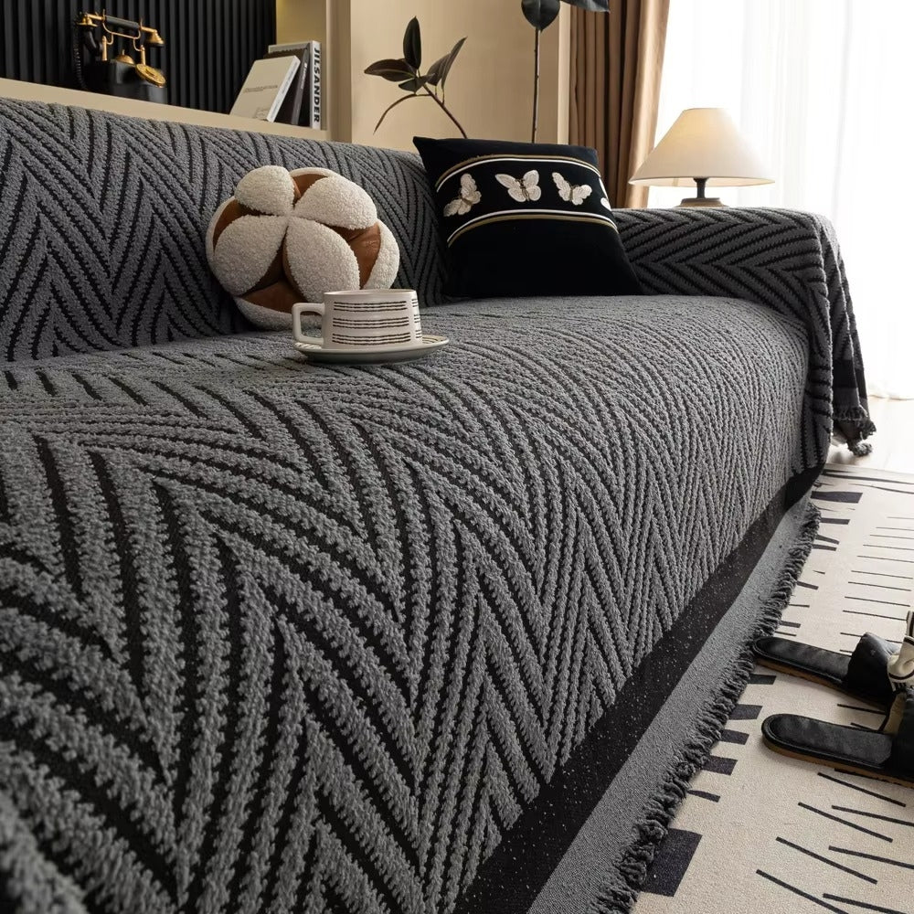 Skorter | Chevron Herringbone Tassel Sofa Cover