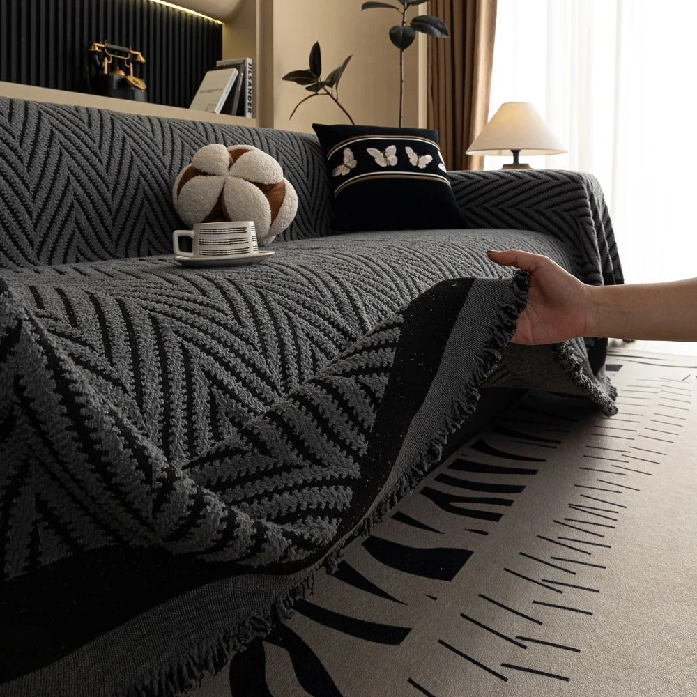 Skorter | Chevron Herringbone Tassel Sofa Cover