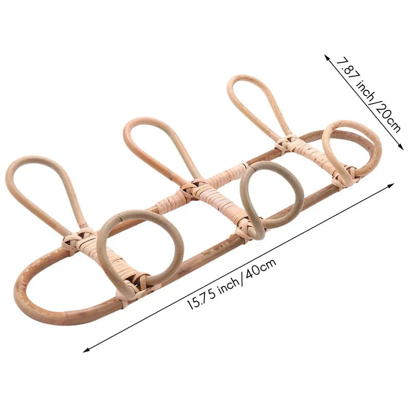 Skorter | Children's Perennial Rattan Wall Hook Organizer - 3 & 5 Hooks