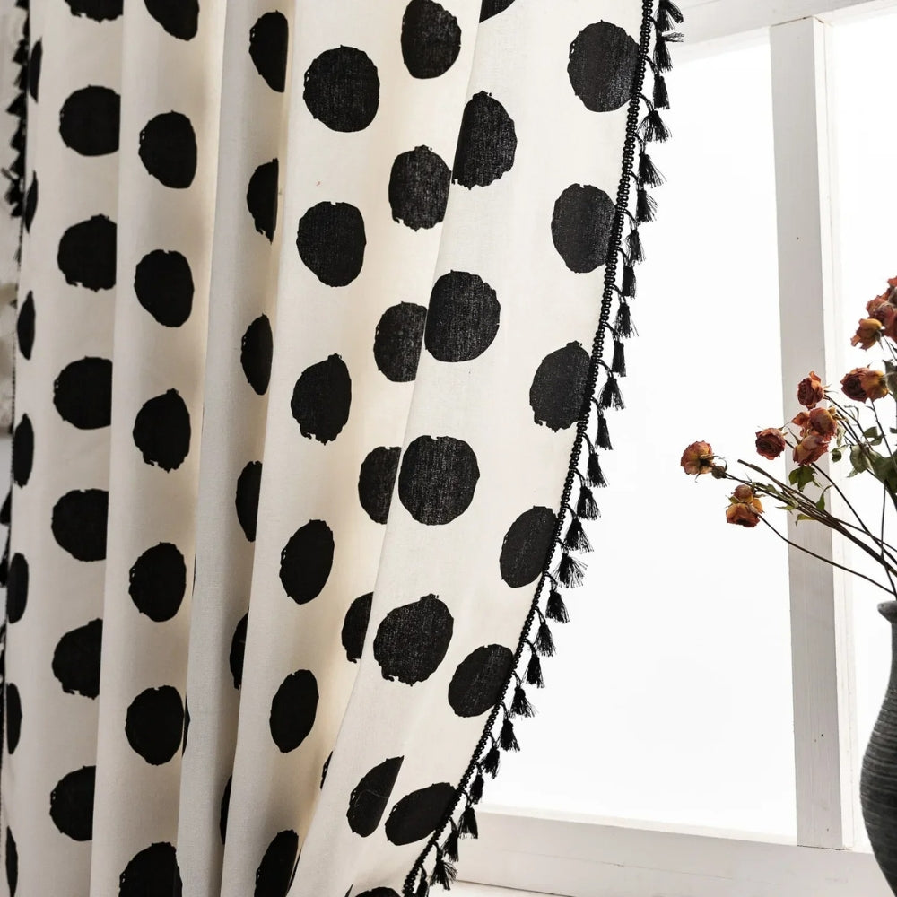 Skorter | Chic Polka Dot Tassel Window Curtain