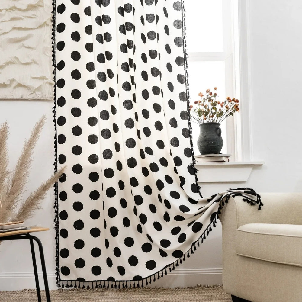 Skorter | Chic Polka Dot Tassel Window Curtain