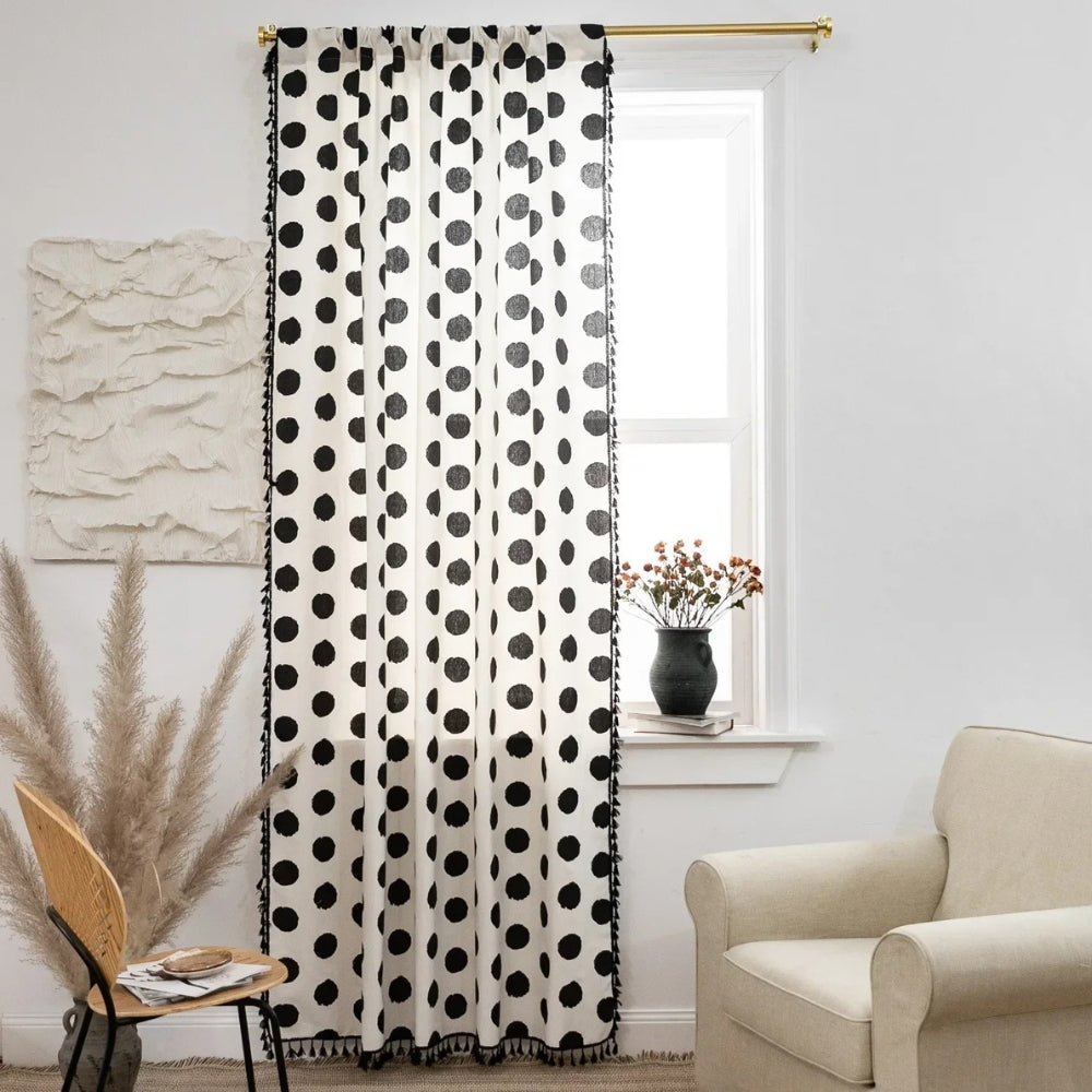Skorter | Chic Polka Dot Tassel Window Curtain