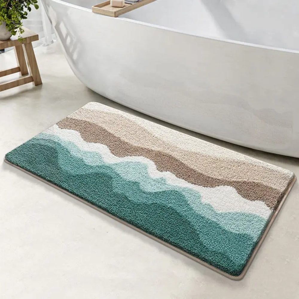 Skorter | Coastal Wave Pattern Non-Slip Bath Mat