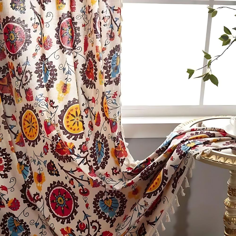 Skorter | Boho Color Wheel Bloom Tassel Curtain