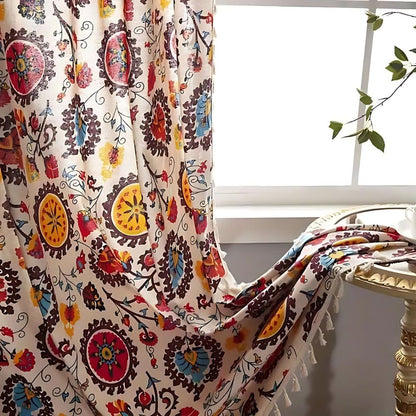 Skorter | Boho Color Wheel Bloom Tassel Curtain