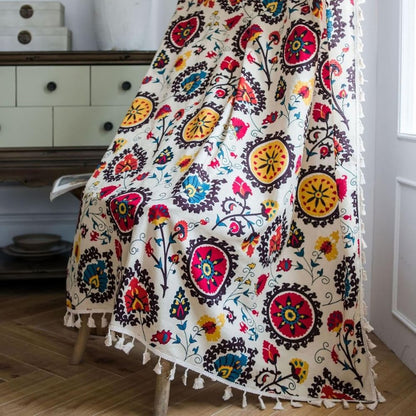 Skorter | Boho Color Wheel Bloom Tassel Curtain