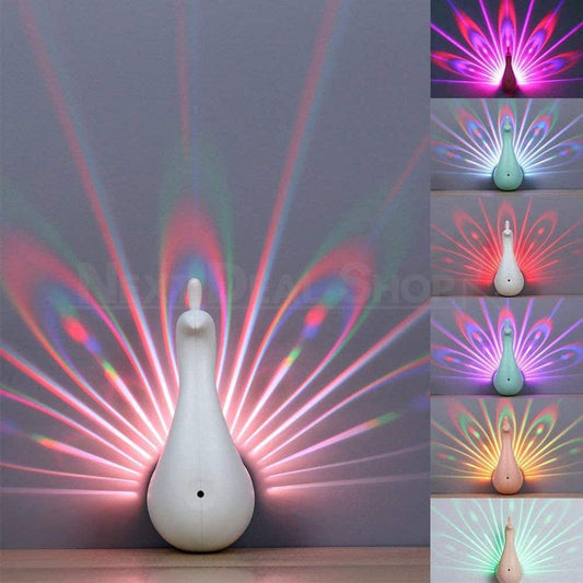 Skorter | Color-changing Peacock Feather LED Light Projection Wall Art