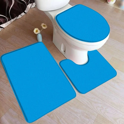 Skorter | 3-piece bath rug set with non-slip flannel surface