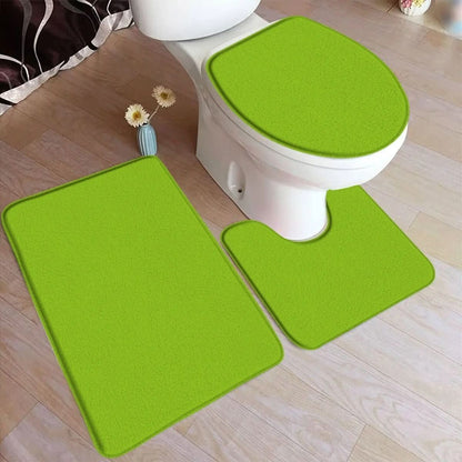 Skorter | 3-piece bath rug set with non-slip flannel surface