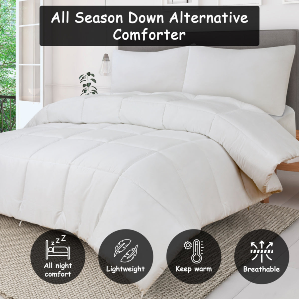 Skorter | Royale All Season Down Alternative Bedding Light Quilted Comfort Blanket with Corner Tabs