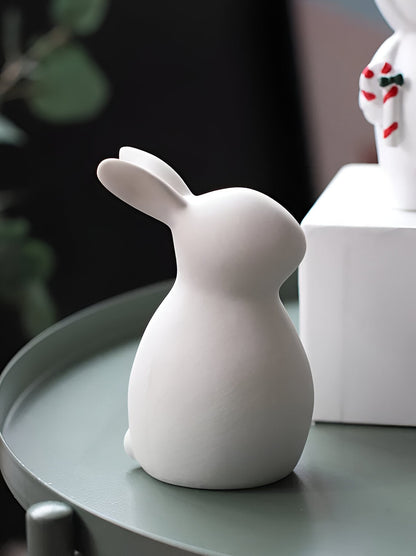 Skorter | ConeyBliss Minimalist Ceramic Bunny – Elegant White Easter Rabbit Figurine Decor