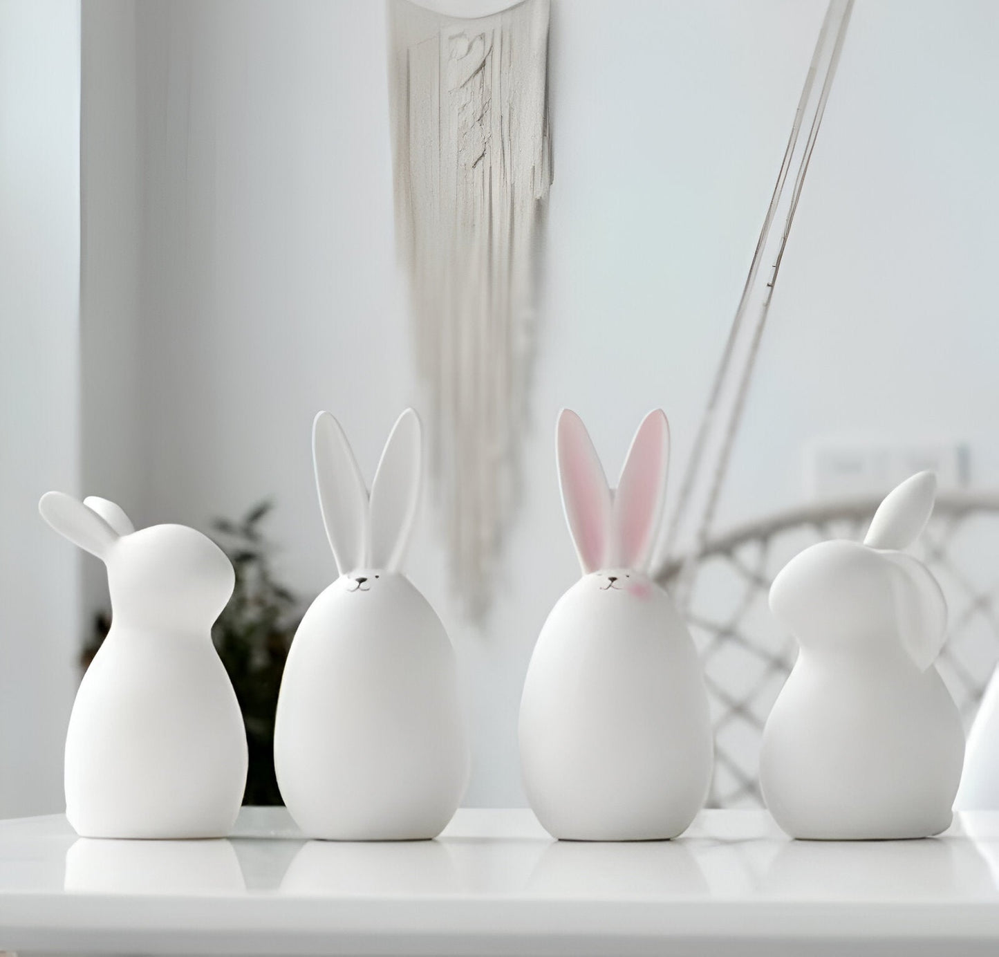 Skorter | ConeyBliss Minimalist Ceramic Bunny – Elegant White Easter Rabbit Figurine Decor