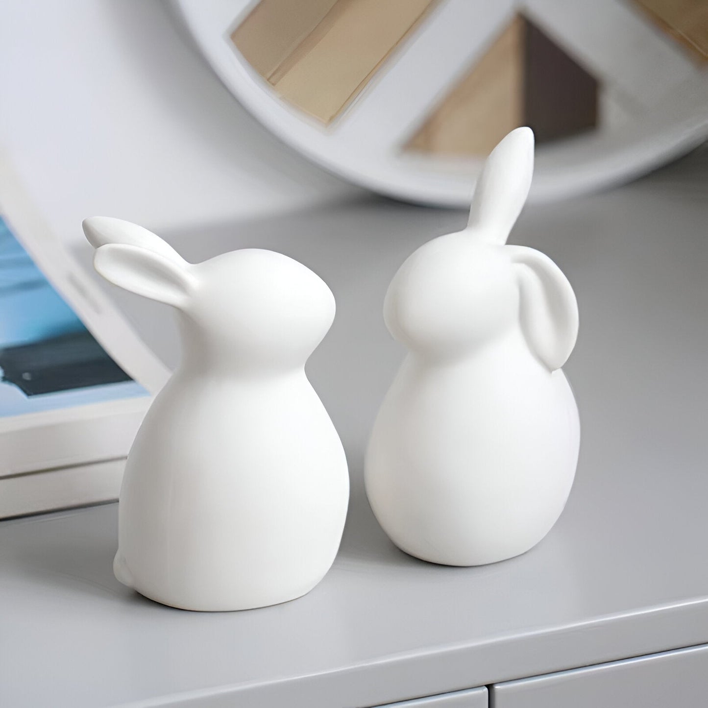 Skorter | ConeyBliss Minimalist Ceramic Bunny – Elegant White Easter Rabbit Figurine Decor