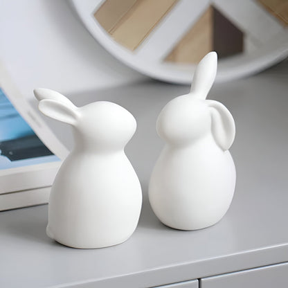 Skorter | ConeyBliss Minimalist Ceramic Bunny – Elegant White Easter Rabbit Figurine Decor