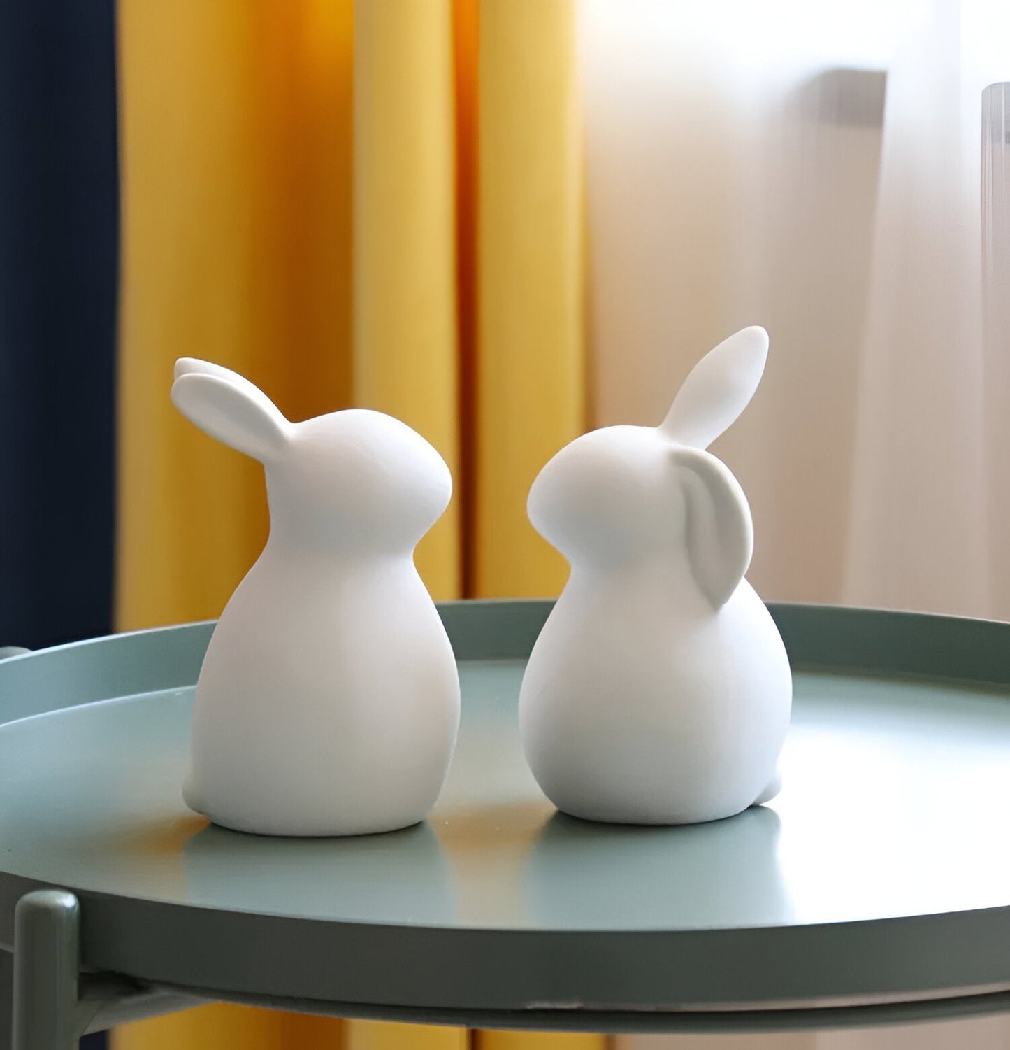 Skorter | ConeyBliss Minimalist Ceramic Bunny – Elegant White Easter Rabbit Figurine Decor
