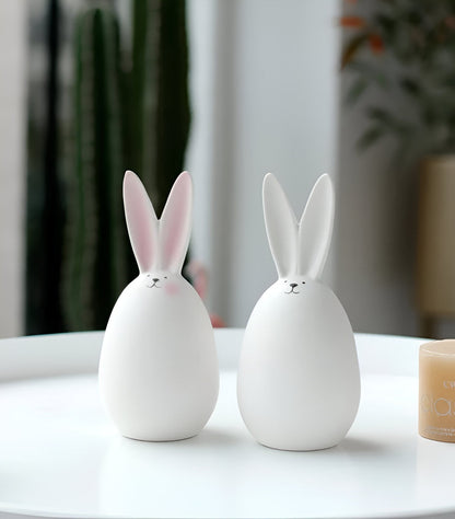 Skorter | ConeyBliss Minimalist Ceramic Bunny – Elegant White Easter Rabbit Figurine Decor