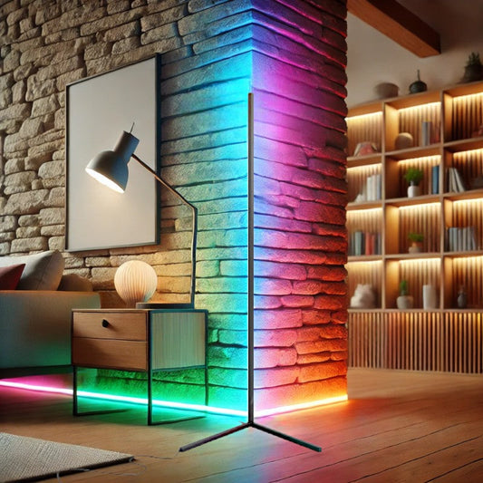 Skorter | Smart LED Color-Changing Corner Floor Lamp with Remote Control