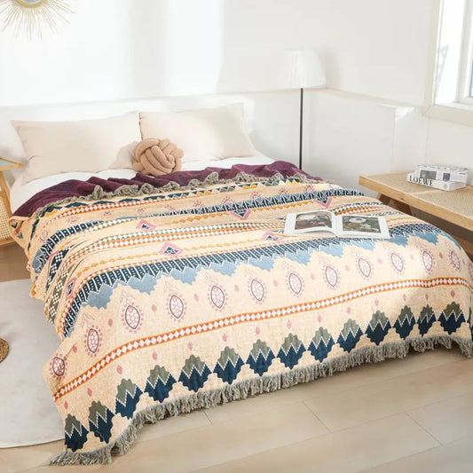 Skorter | Cozy Artisan Patterned Cotton Throw Blanket