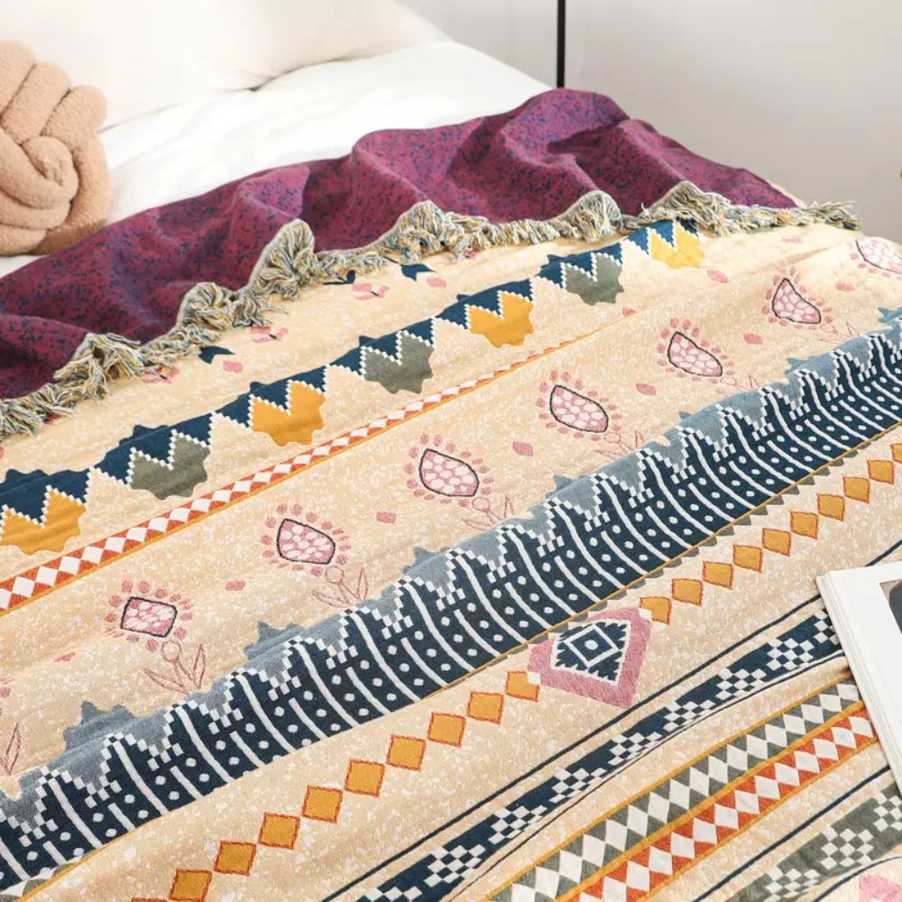 Skorter | Cozy Artisan Patterned Cotton Throw Blanket