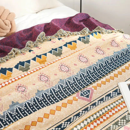Skorter | Cozy Artisan Patterned Cotton Throw Blanket