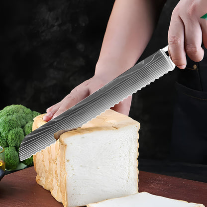 Skorter professional bread knife with handle in green resin