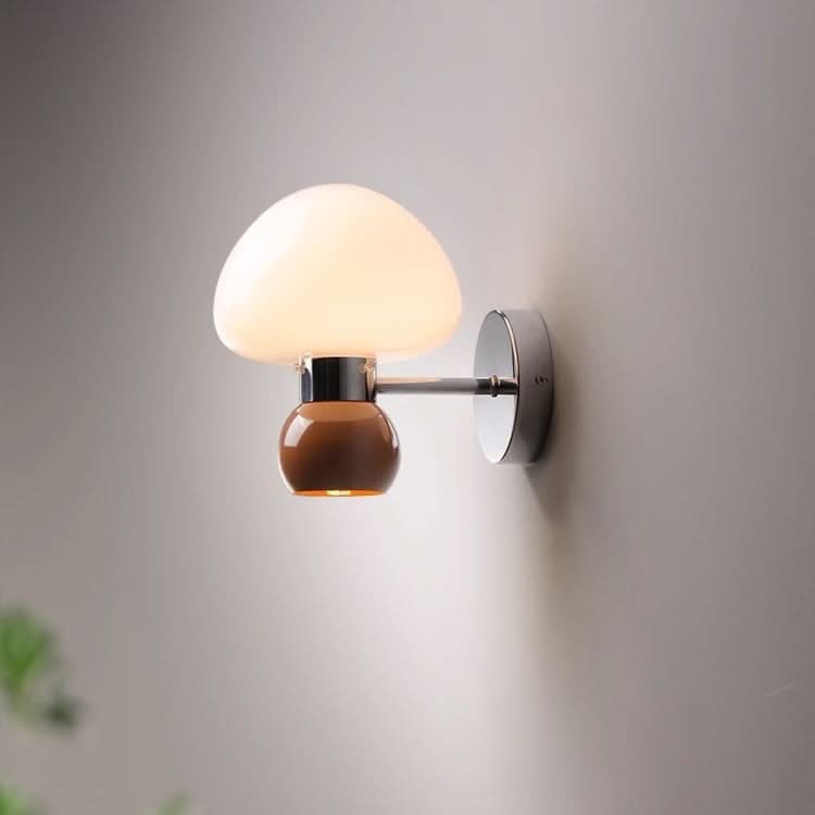 Skorter | Cream Glass Mushroom Wall Sconce Light