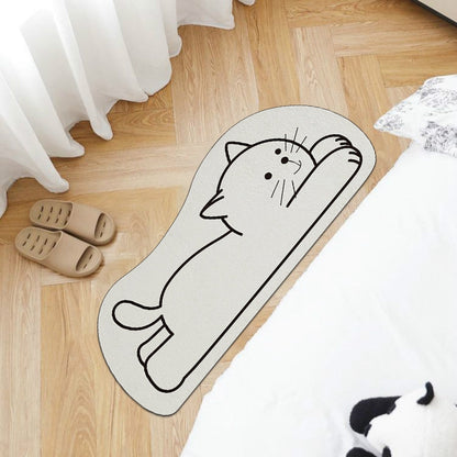 Skorter | Creative Cat Rug Nordic Cartoon Rug for Bedroom Non-slip Bedside Rug Cute Soft Floor Mat for Living Room Table Mat Decor