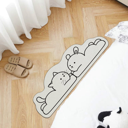 Skorter | Creative Cat Rug Nordic Cartoon Rug for Bedroom Non-slip Bedside Rug Cute Soft Floor Mat for Living Room Table Mat Decor