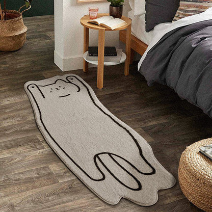 Skorter | Creative Cat Rug Nordic Cartoon Rug for Bedroom Non-slip Bedside Rug Cute Soft Floor Mat for Living Room Table Mat Decor